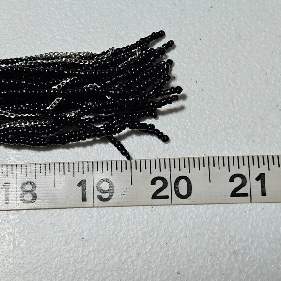 Elegant Black Tassel Pendant Statement Necklace Bead Accents Silver Tone Chain - Picture 6 of 6